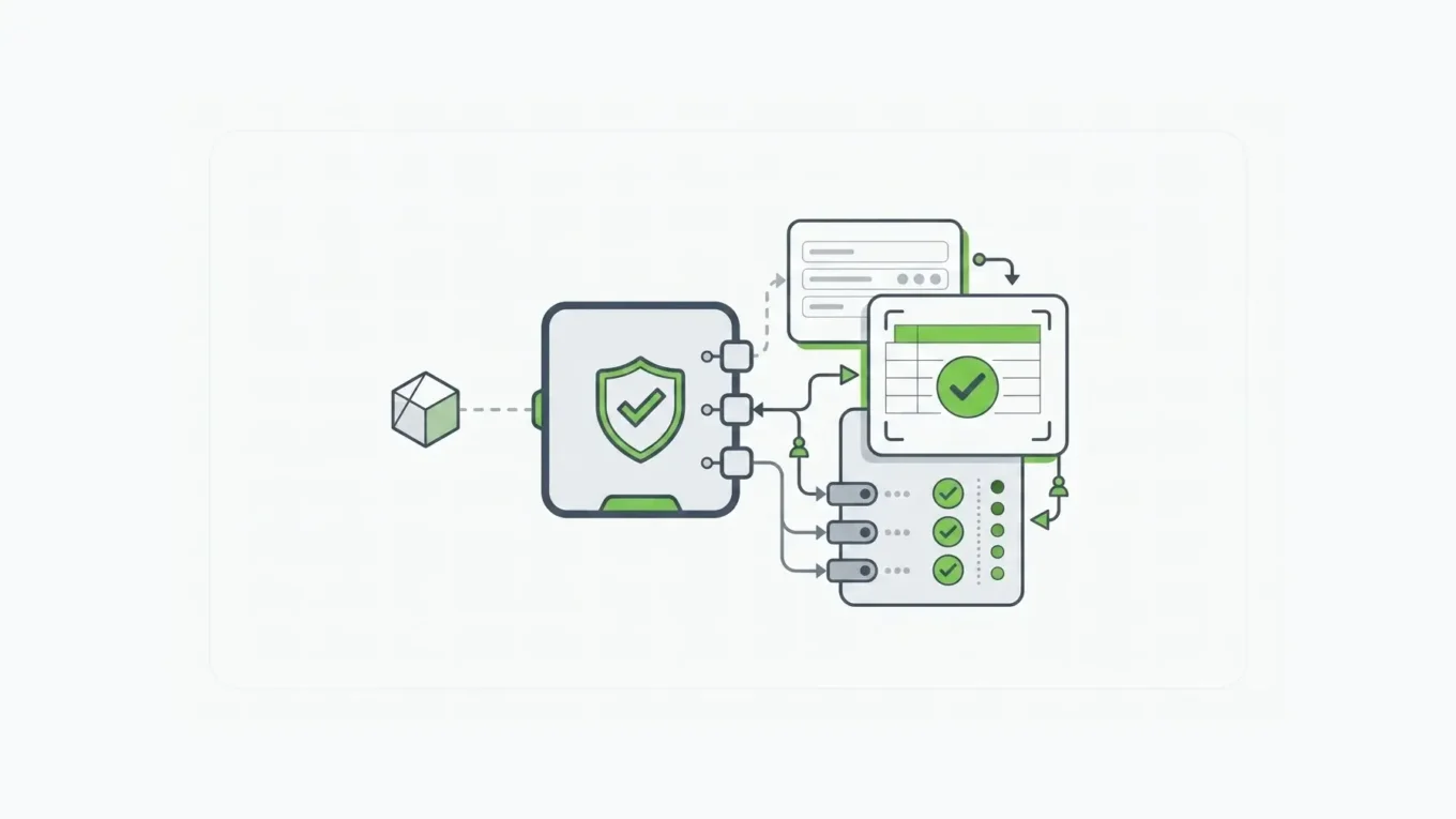 A runtime agent governance gateway controlling identity, schema context, permissions, human review, and audit evidence.