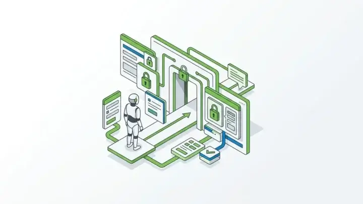 Abstract governed AI gateway for MCP servers with form-schema cards, permission locks, and validation paths