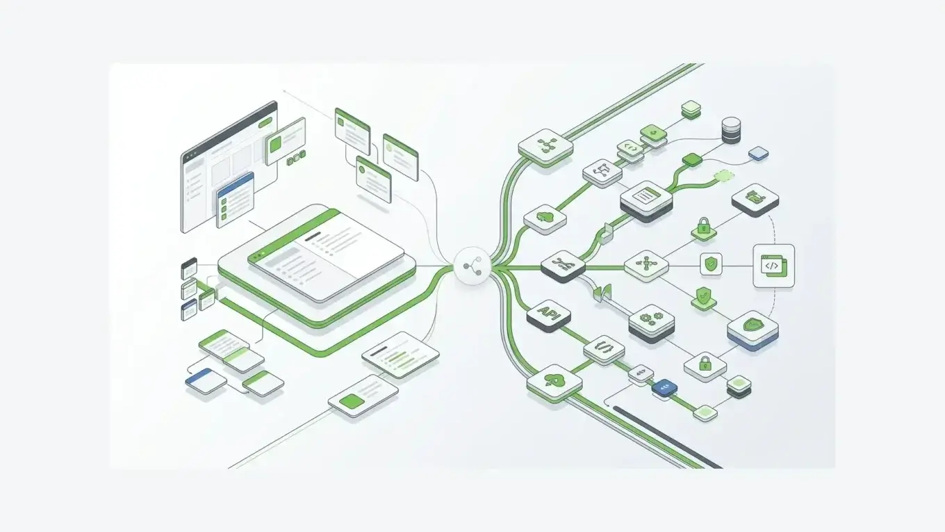 Budibase and Form.io comparison showing an internal tools app layer beside governed form infrastructure.