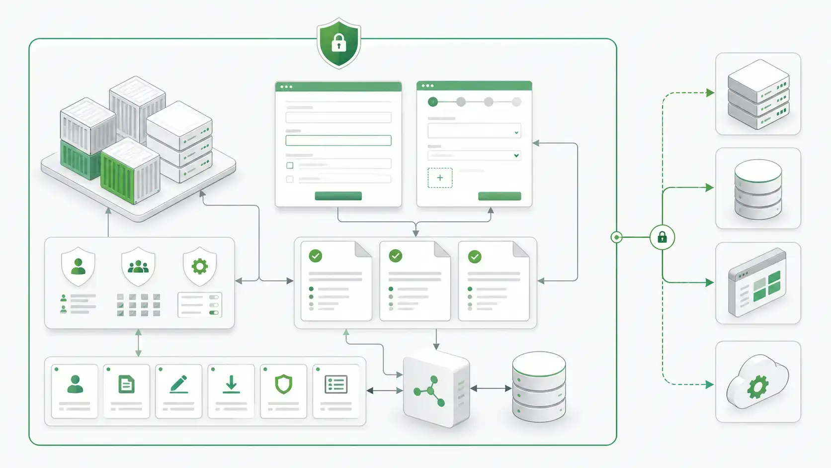 business process automation software: Self-hosted governance boundary for controlled forms, submissions, roles, audit records, integrations, and internal systems.