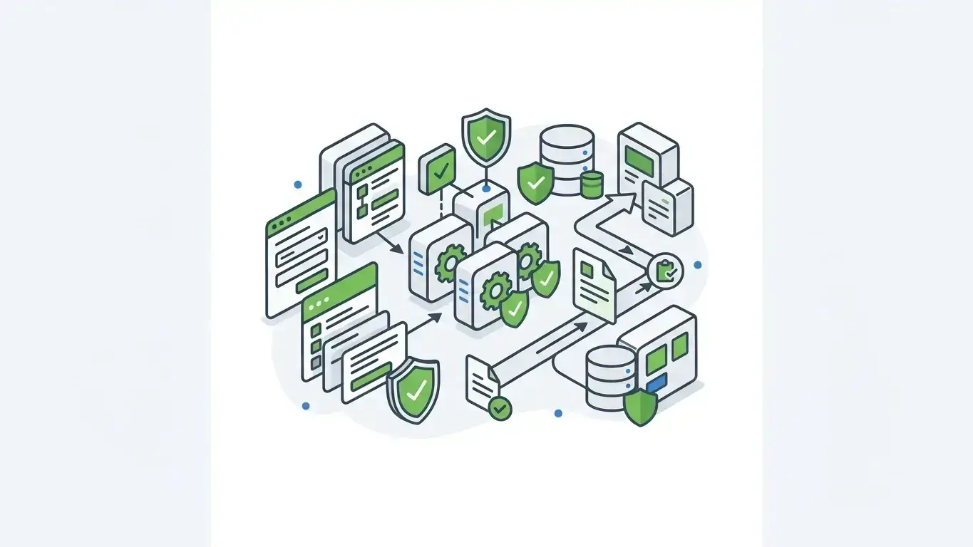 Collected submissions flowing through generated APIs into workflow actions and downstream enterprise systems