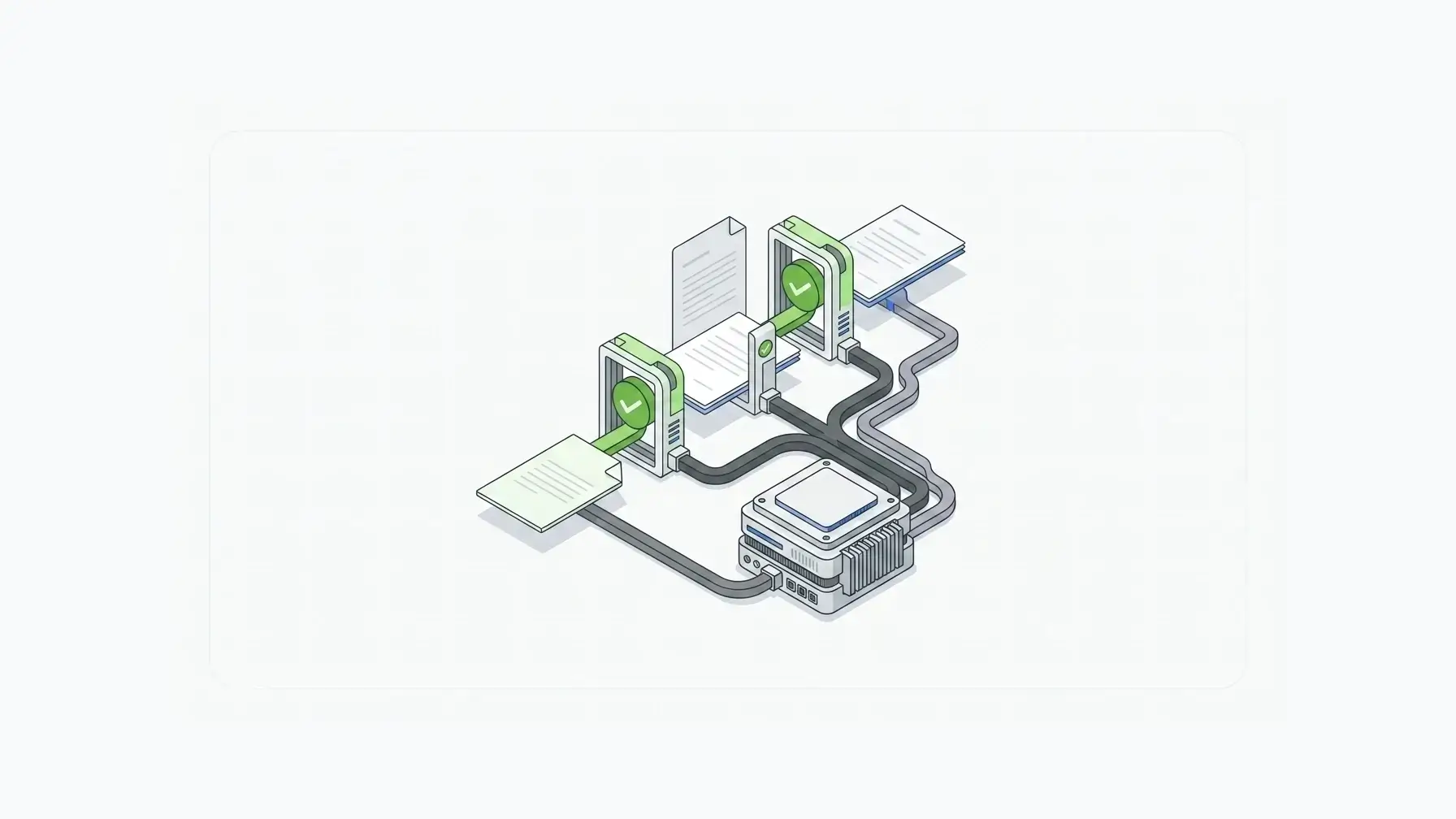 A controlled workflow illustration showing how e signature software routes documents through secure self-hosted approval steps.