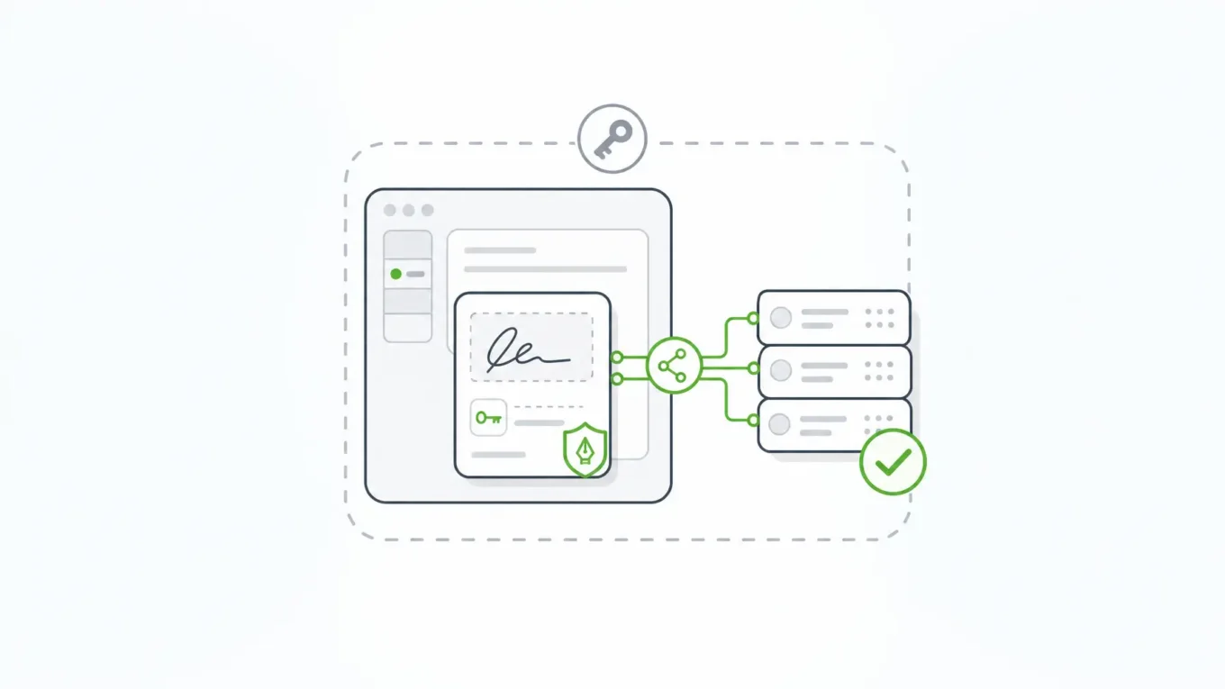 Electronic signature API embedded inside a software product, with signatures bound to records inside the vendor's own environment