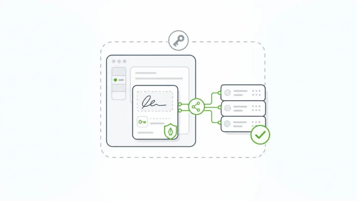 Electronic signature API embedded inside a software product, with signatures bound to records inside the vendor's own environment