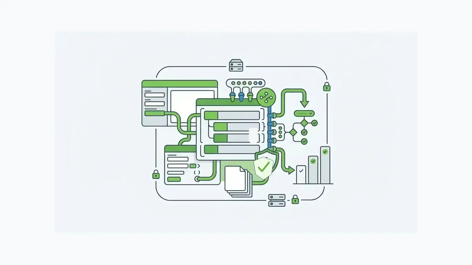 form builder software: schema-driven Form.io-style infrastructure connecting embedded builder forms APIs submissions workflow roles stages and self-hosted deployment