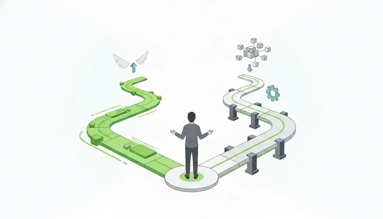 Decision framework for choosing between simplicity and control.