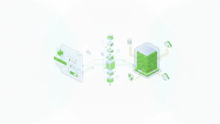 Editorial illustration comparing a lightweight schema-driven form module with a larger infrastructure-grade application platform.