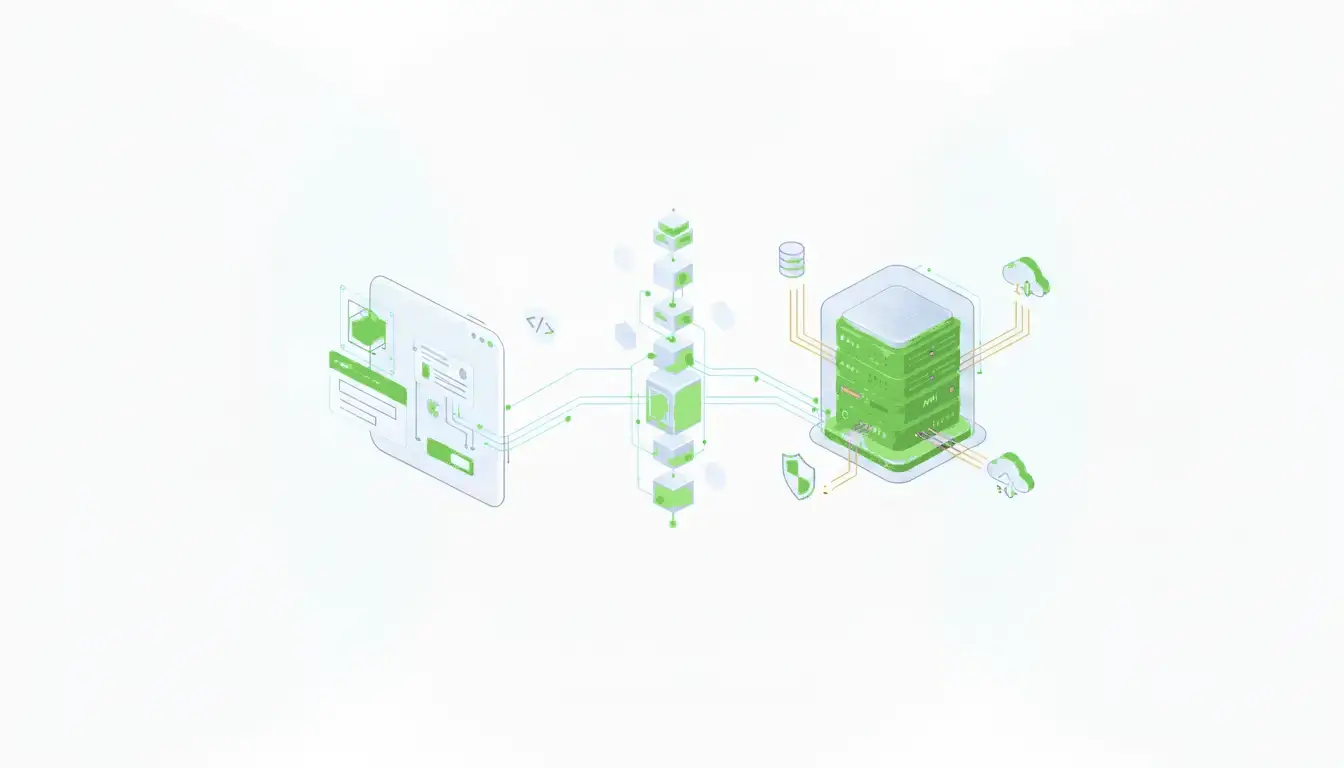 Editorial illustration comparing a lightweight schema-driven form module with a larger infrastructure-grade application platform.