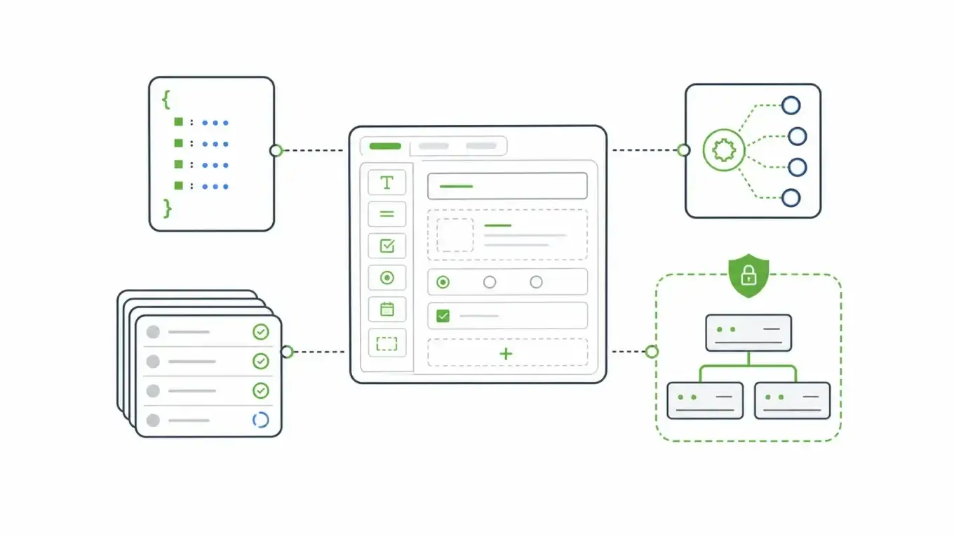 open source form builders connected to schema blocks, generated APIs, submission records, permissions, and self-hosted deployment control