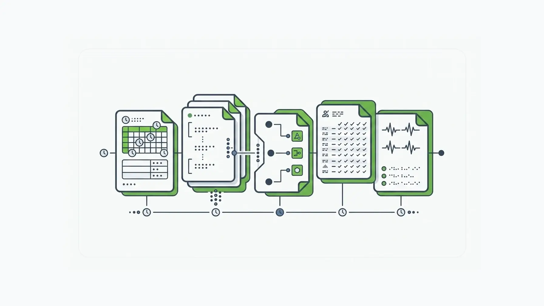 An evidence timeline connecting form revisions, submission history, workflow actions, audit logs, and monitoring events.